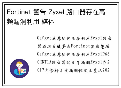 Fortinet 警告 Zyxel 路由器存在高频漏洞利用 媒体