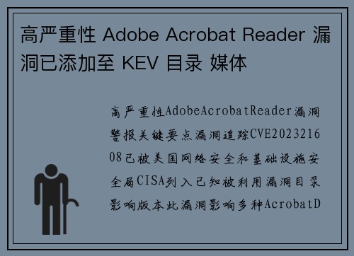 高严重性 Adobe Acrobat Reader 漏洞已添加至 KEV 目录 媒体